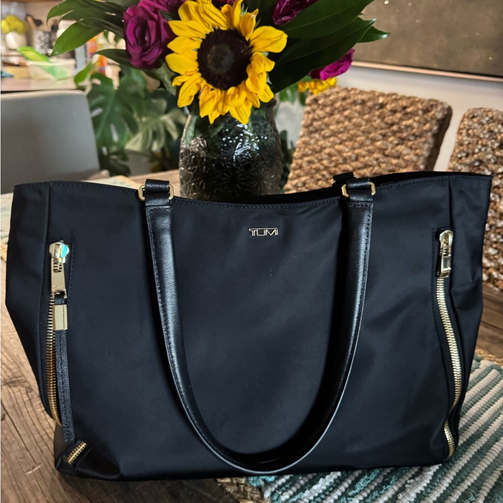 Tumi Black Women's Tote with Gold Accents